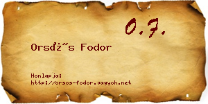 Orsós Fodor névjegykártya