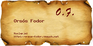 Orsós Fodor névjegykártya